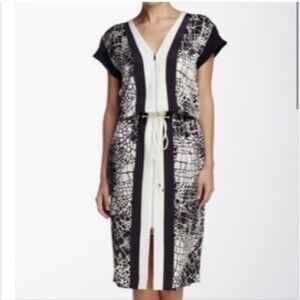 Vince silk Sheath Dress pockets, Mixed Croc Print Black/White Career Capsule 2